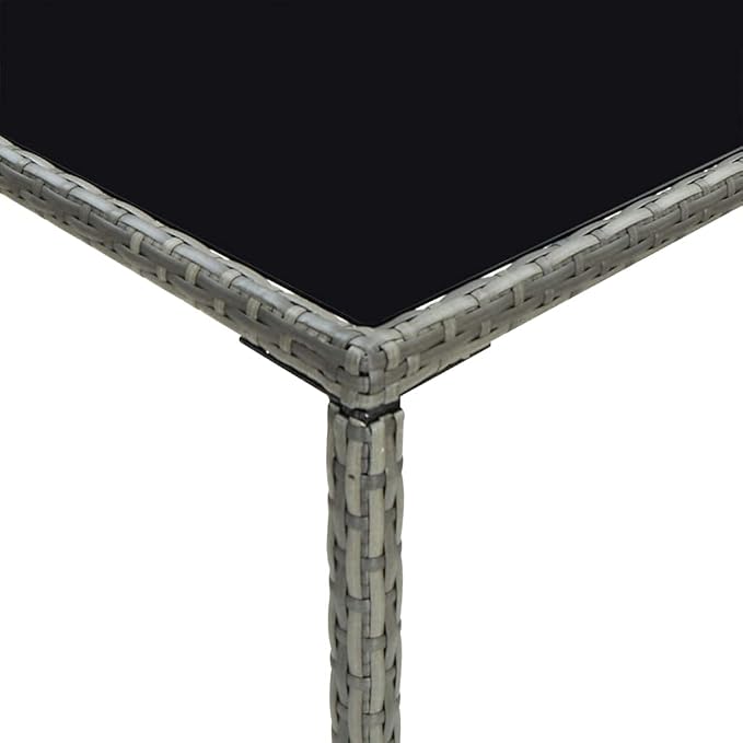 Garden Bar Table Gray 27.6"x27.6"x43.3" Poly Rattan and Glass - Image 5