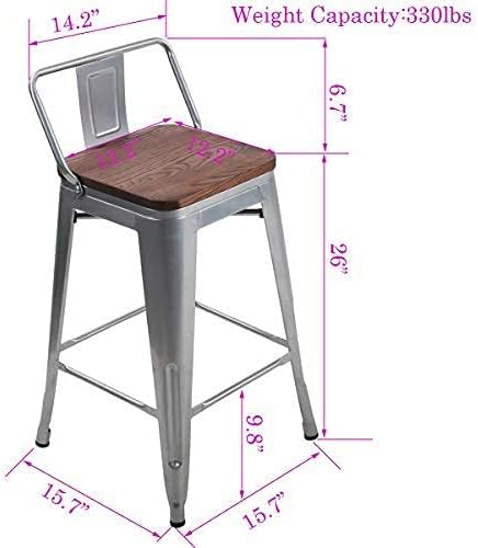 Changjie Furniture 26 Inch Bar Stools Set of 4 Industrial Metal Barstools - Image 9