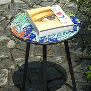 2 Packs Metal Outdoor Side Table Irises Patio Side Tables - Image 8