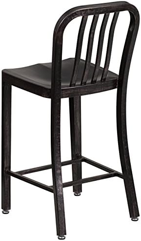 Flash Furniture Gael Commercial Grade 2 Pack 24" High Black-Antique Gold Metal - Image 6