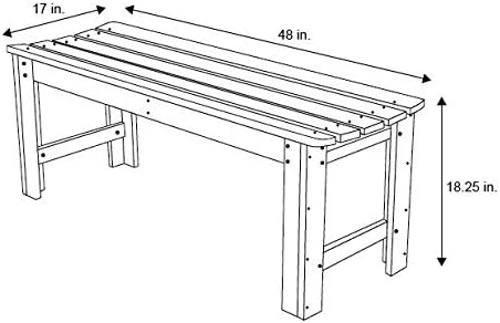Shine Company Outdoor Wooden Backless Patio Garden Bench, 4 Ft, Eggshell White - Image 5