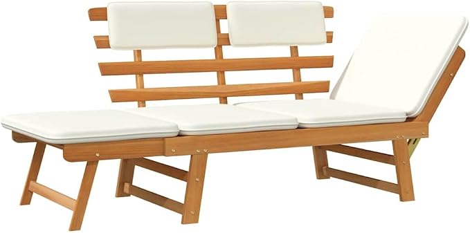 vidaXL Solid Wood Garden Bench Day Sofa Bed w/Cushions Outdoor Patio Garden - Image 5