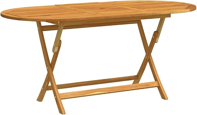 vidaXL Folding Dining Table, Oval Patio Table, Solid Eucalyptus Wood Brown by vidaXL