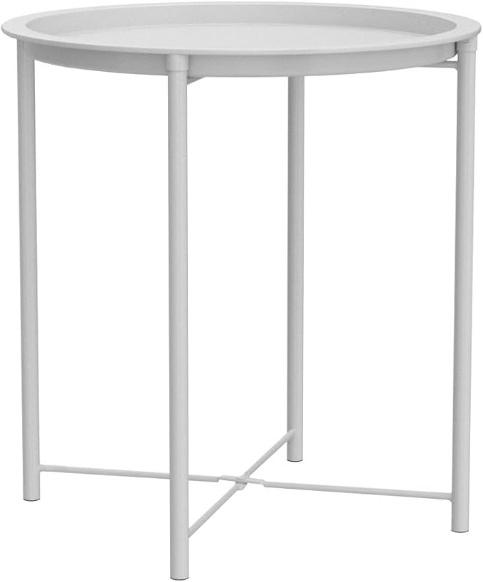 VECELO Side/End Table, Folding Round Metal Anti-Rust and Waterproof Outdoor or - Image 5