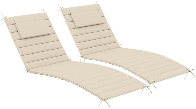 Sundale Outdoor Olefin Quilted Lounge Cushion Set of 2, Patio Foldable Chaise by SundaleOutdoor