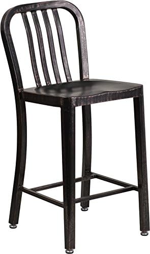 Flash Furniture Gael Commercial Grade 2 Pack 24" High Black-Antique Gold Metal - Image 4