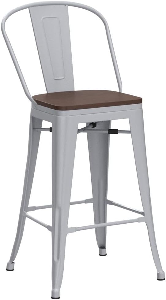 Aklaus Metal Bar Stools Set of 4, 24 inch Barstools Counter Height Bar Stool - Image 4