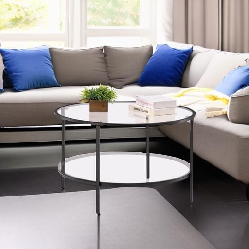 VINGLI Glass Coffee Table, 2-Tier Clear Glass Top Side Table - Image 6