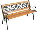 Outvita 49.5in Garden Bench, Deck Hardwood Seat and Metal Armrest Park Bench by Outvita