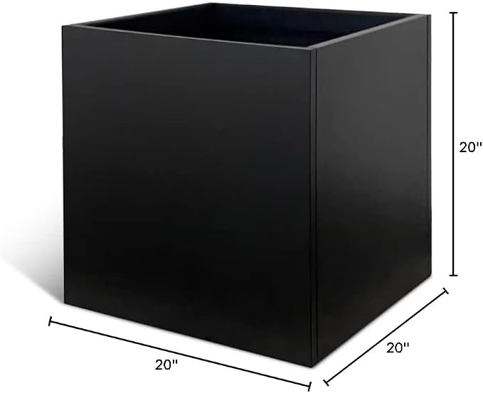 Galvanized Steel Planter Box Black Metal Planter 20Inch Large Square Indoor - Image 9