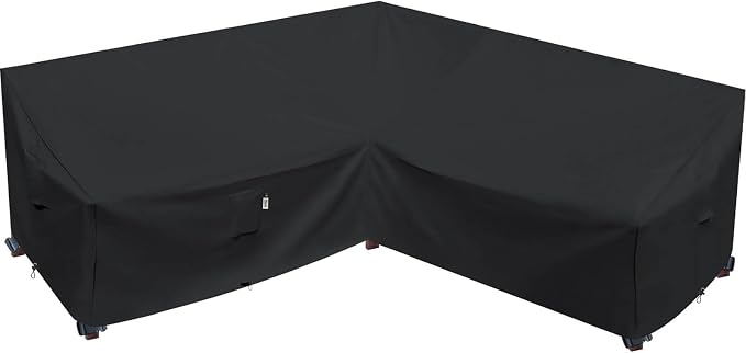 Heavy Duty Outdoor Sectional Cover, 85“ x 85" V-Shaped 5-Seater Waterproof 600D by Flexiyard