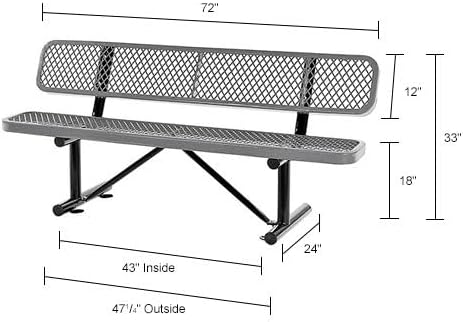 Global Industrial 6'L Heavy Duty Expanded Metal Mesh Bench - Image 2