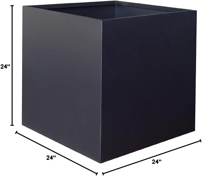 Galvanized Steel Planter Box Black Metal Planter 24Inch Large Square Indoor - Image 9
