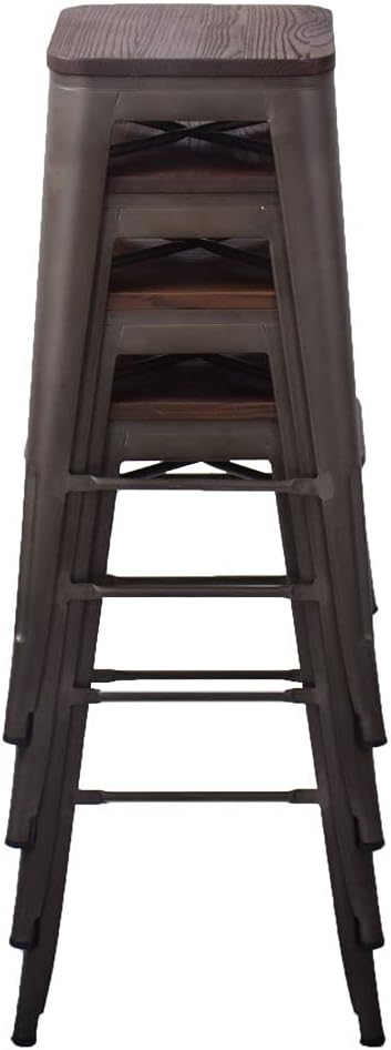 Andeworld Bar Stools Set of 4 Stackable Metal Bar Stools Industrial Bar Height - Image 9