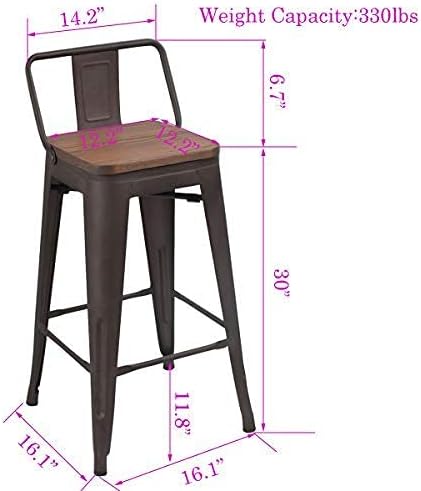 Changjie Furniture 30 Inch Bar Stools Set of 4 Industrial Metal Barstools Bar - Image 8