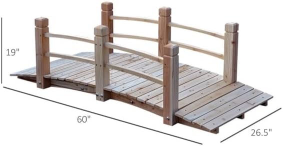 5 ft Garden Bridge, 500 LBS Capacity Arch Bridge Small Wooden Bridge - Image 2