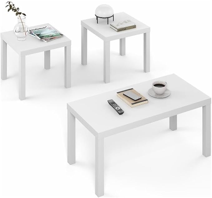 Furinno Classic Living Room Table Set of 3, Modern Rectangle Coffee Table by Furinno-FitsYourSpaceFitsYourBudget