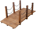 5 ft Wooden Garden Bridge with Chain Railings, 500 LBS Capacity Arch Bridge by Unknown