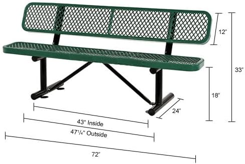 Global Industrial 6'L Heavy Duty Expanded Metal Mesh Bench - Image 2