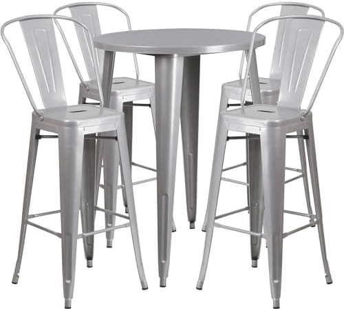 Flash Furniture Callum Commercial Grade 30" Round Silver Metal Indoor-Outdoor - Image 7