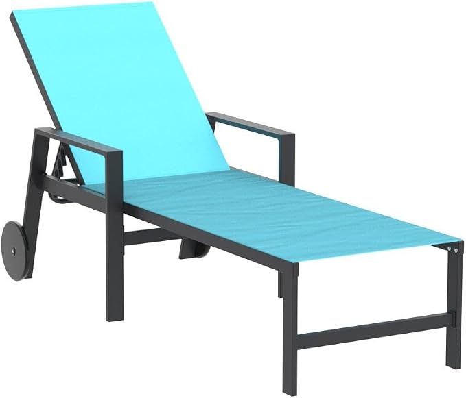PURPLE LEAF 2 Pieces Outdoor Chaise Lounge Aluminum Patio Lounge Chair - Image 4