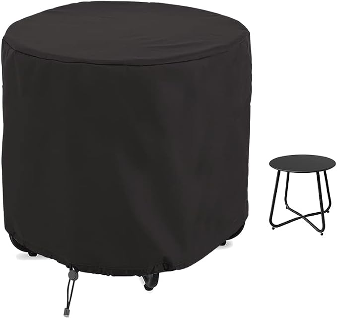 Patio Steel Patio Side Table Cover Waterproof Heavy Duty Small Outdoor Round by Izzybang