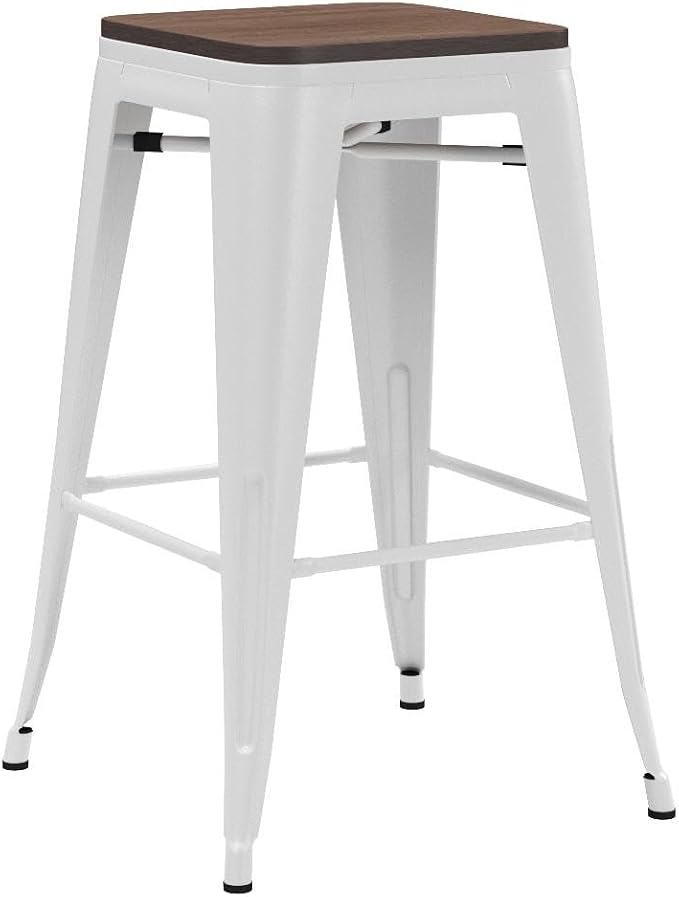 Alunaune 24" Metal Bar Stools Set of 4 Industrial Backless Counter Height - Image 5