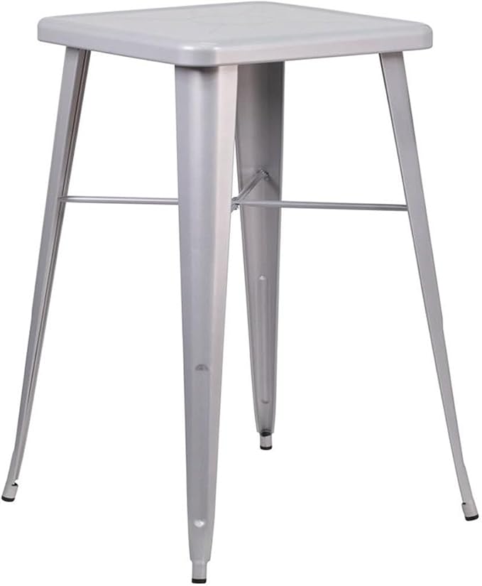 Flash Furniture Commercial Grade 23.75" Square Silver Metal Indoor-Outdoor Bar - Image 3