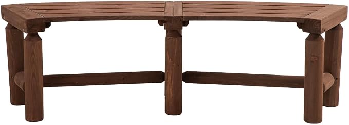 FORTUNO Outdoor Wooden Curved Backless Porch Bench Rustic Style Cedar/Fir Wood - Image 8