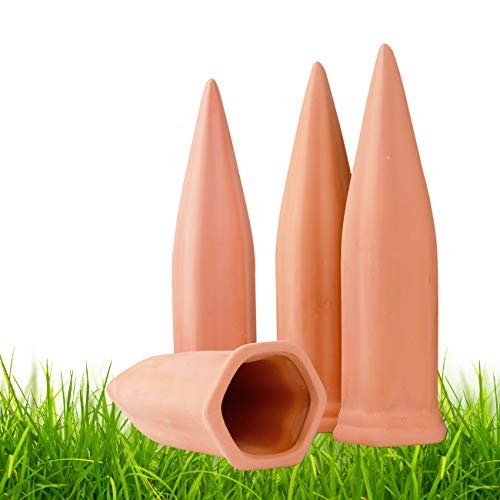 Plant Watering Devices 4 Pack Terracotta Vacation Plant Waterer Wine Bottle by GARDENANDTOOL