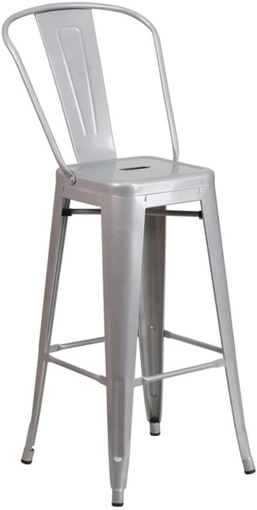 Flash Furniture Commercial Grade 23.75" Square Silver Metal Indoor-Outdoor Bar - Image 4