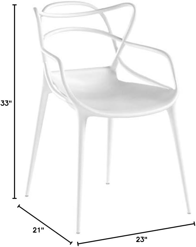 Modway Entangled Modern Molded Plastic Two Dining Armchairs in White - Image 3