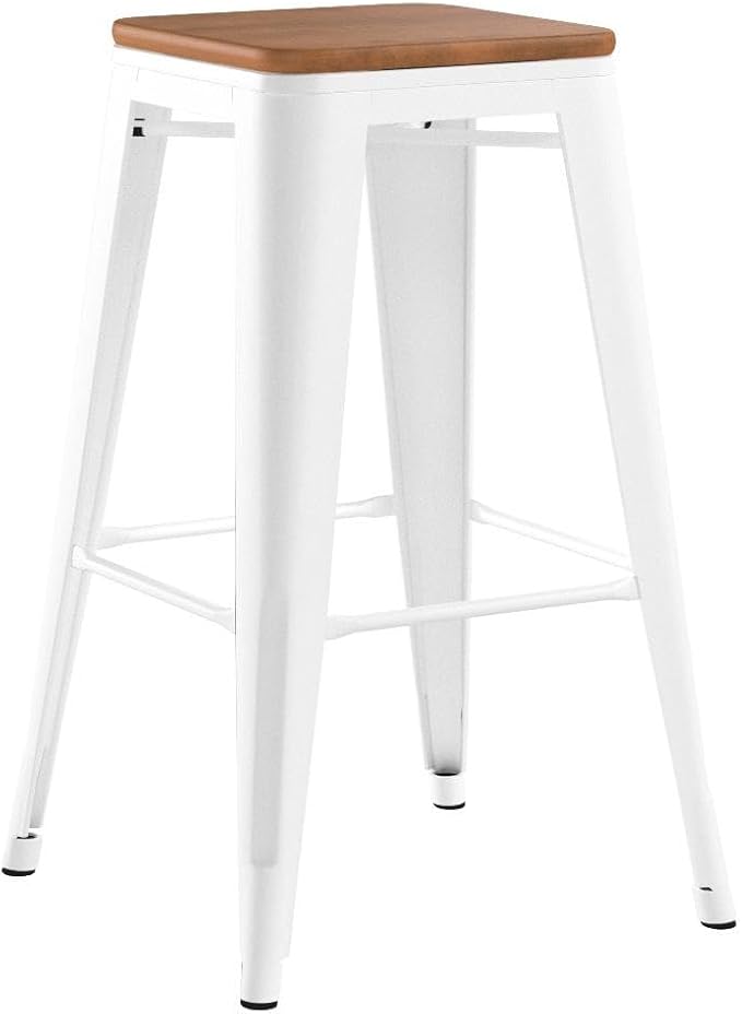 Andeworld Bar Stools Set of 4 Stackable Metal Bar Stools Industrial Bar Height - Image 4