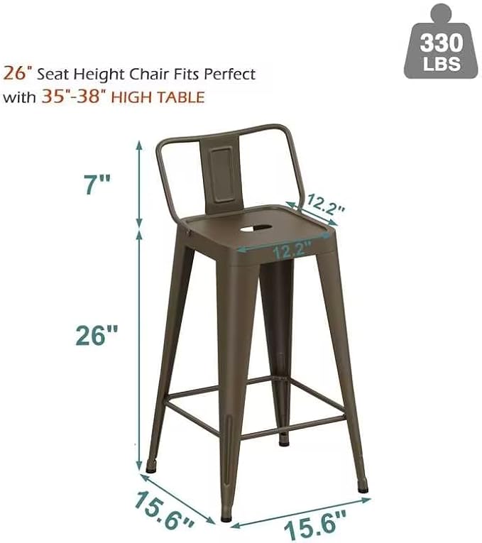 Metal Bar Stools Set of 4 Indoor/Outdoor Counter Height Bar Chairs, Bar Stools - Image 2