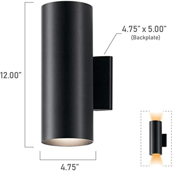 Kichler Cylinders 12" Outdoor Wall Sconce in Black, 2-Light Exterior Wall Light - Image 4