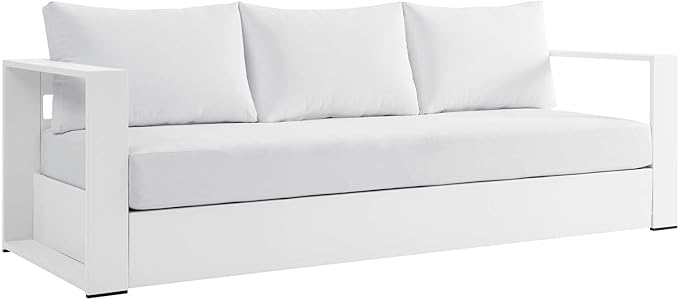Modway Tahoe Aluminum Outdoor Patio Sofa in White White by Modway