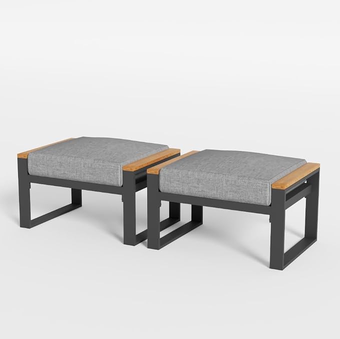 Sundale Outdoor 2 Pieces Aluminum Patio Ottoman, Outdoor Footstool - Image 9
