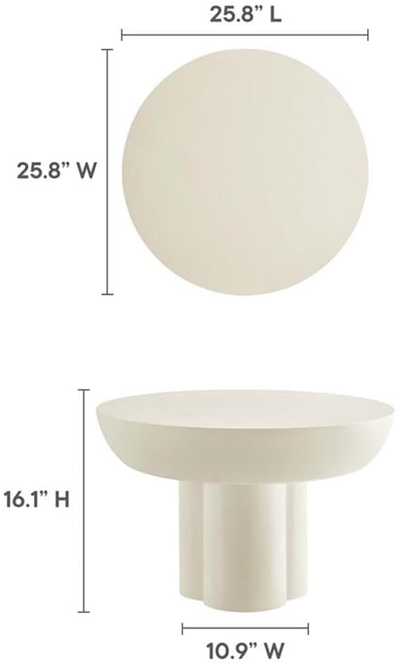 Modway EEI-6760-WHI Caspian Round Concrete Coffee Table - Image 3