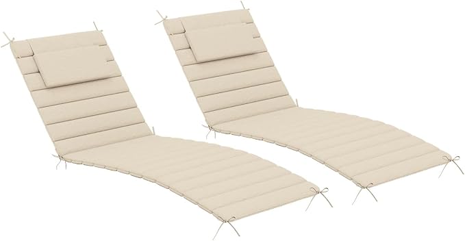 Sundale Outdoor Olefin Quilted Lounge Cushion Set of 2, Patio Foldable Chaise by SundaleOutdoor