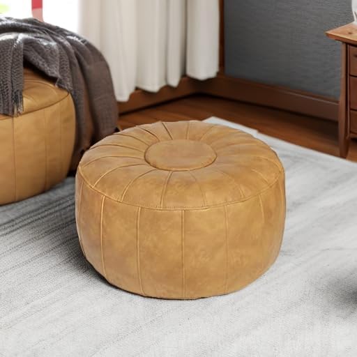Thgonwid Unstuffed Moroccan Storage Pouf Foot Stool Ottoman Seat Handmade Faux - Image 5