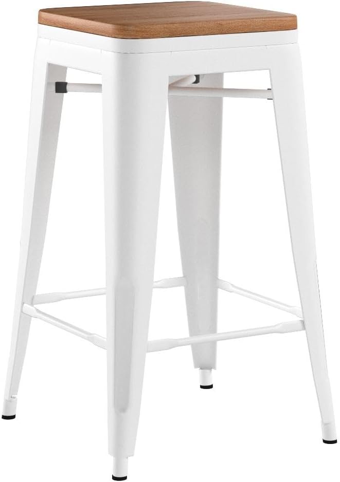 Andeworld Bar Stools Set of 4 Stackable Metal Bar Stools Industrial Counter - Image 5