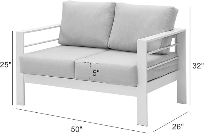 Kiss the Water Outdoor Patio Furniture Loveseat Sofa, All-Weather Metal - Image 2