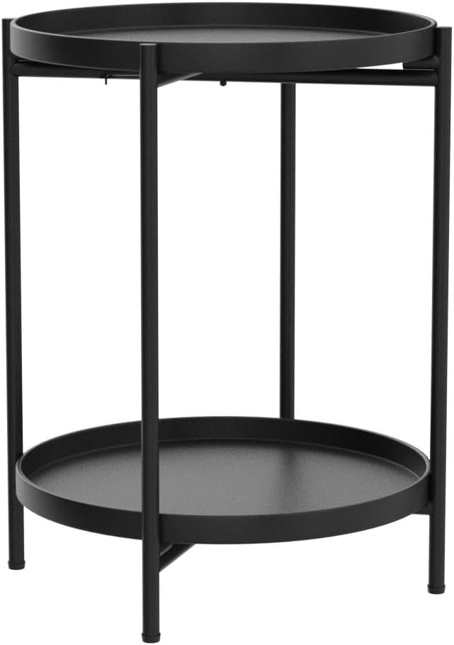 Tiita 2 Pack Round End Table Mental 2-Tier Side Table Nightstand/Small Iron - Image 4