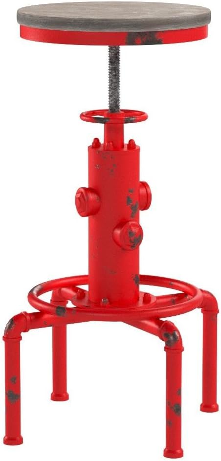 Topower Aged Antique Vintage Industrial Barstool Solid Wood Water Pipe Fire - Image 4
