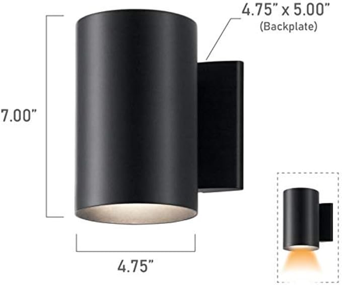 Kichler Cylinders 7" Outdoor Wall Sconce in a Black, 1-Light Exterior Wall Light - Image 3