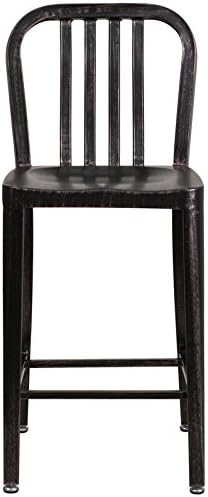 Flash Furniture Gael Commercial Grade 2 Pack 24" High Black-Antique Gold Metal - Image 7