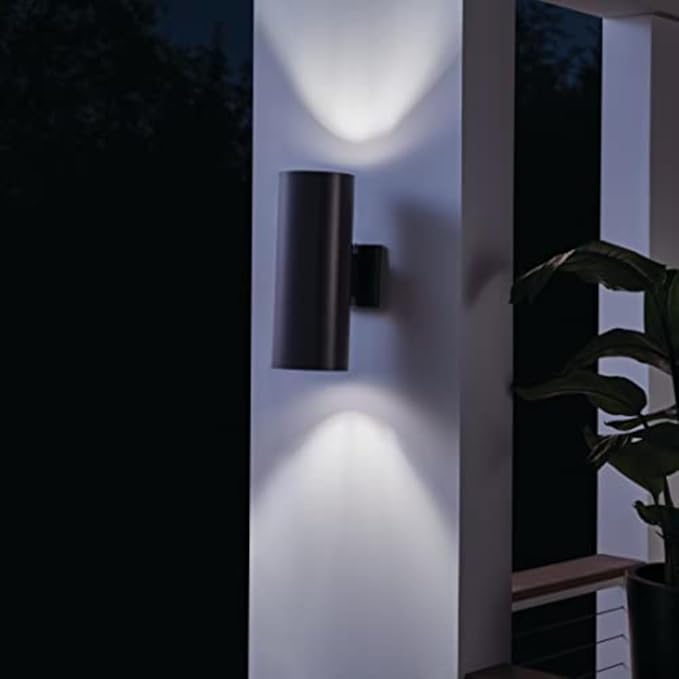 Kichler Cylinders 15" 2-Light Outdoor Cylinder Wall Sconce in Black - Image 4