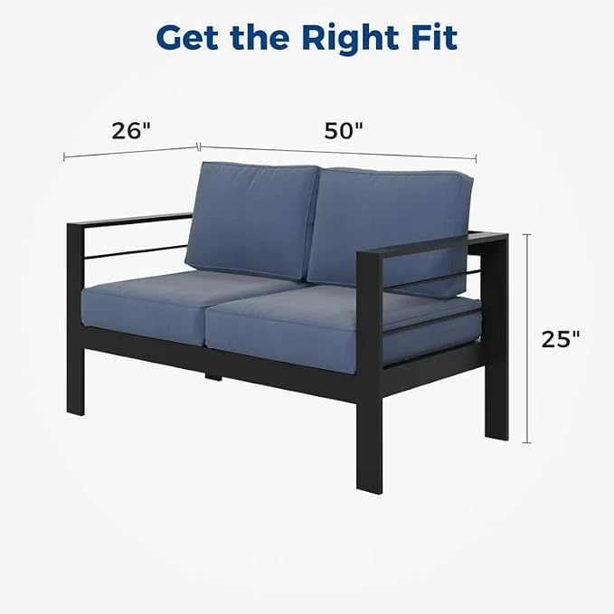 Kiss the Water Outdoor Patio Furniture Loveseat Sofa, All-Weather Metal - Image 2