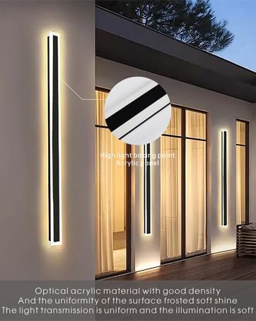 2Pack 79inch Long Outdoor Modern LED Wall Light, 65W Waterproof IP65 Warm White - Image 5
