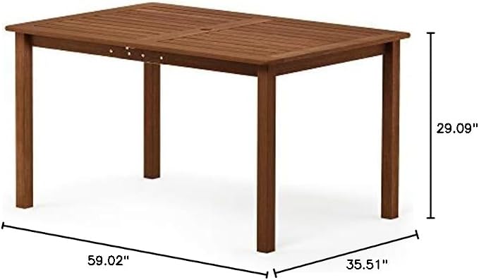 Furinno Tioman Outdoor Dining Table, Natural 35.5"D x 59.0"W x 29.0"H - Image 10